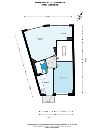 Floor plan - Overamstelstraat 32-3, 1091 TP Amsterdam 